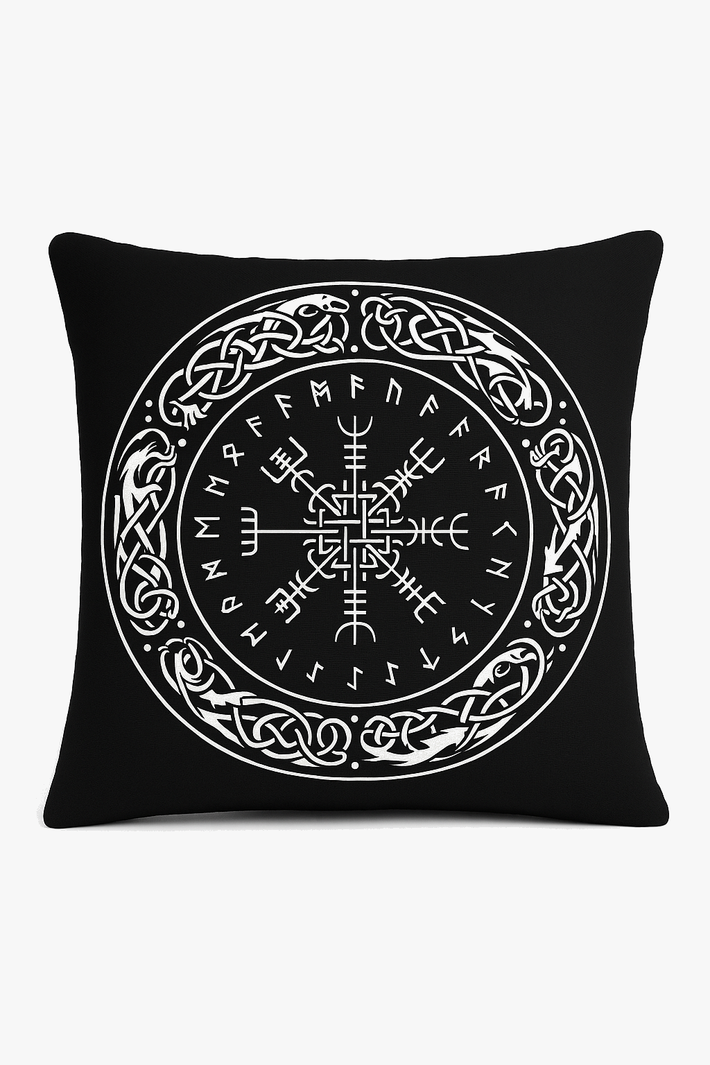 housse de coussin viking amulet motif géométrique noir blanc