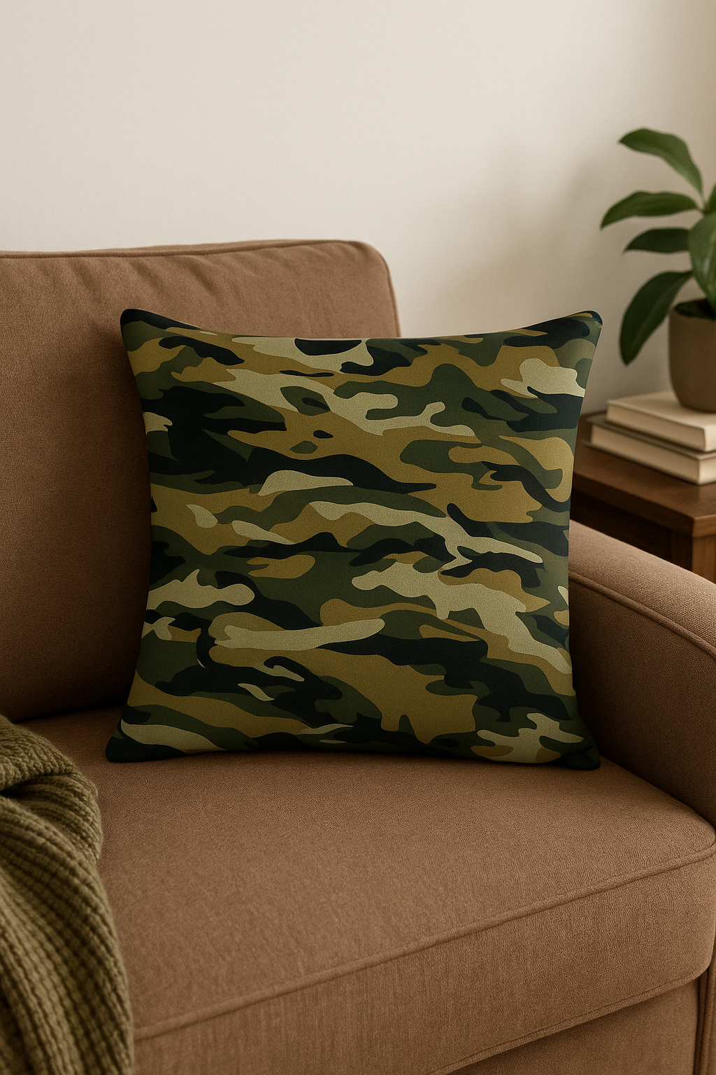 housses de coussin camouflage militaire motifs géométriques décoratifs