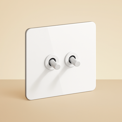 Interrupteur double 2 voies en acier blanc mat bords arrondis