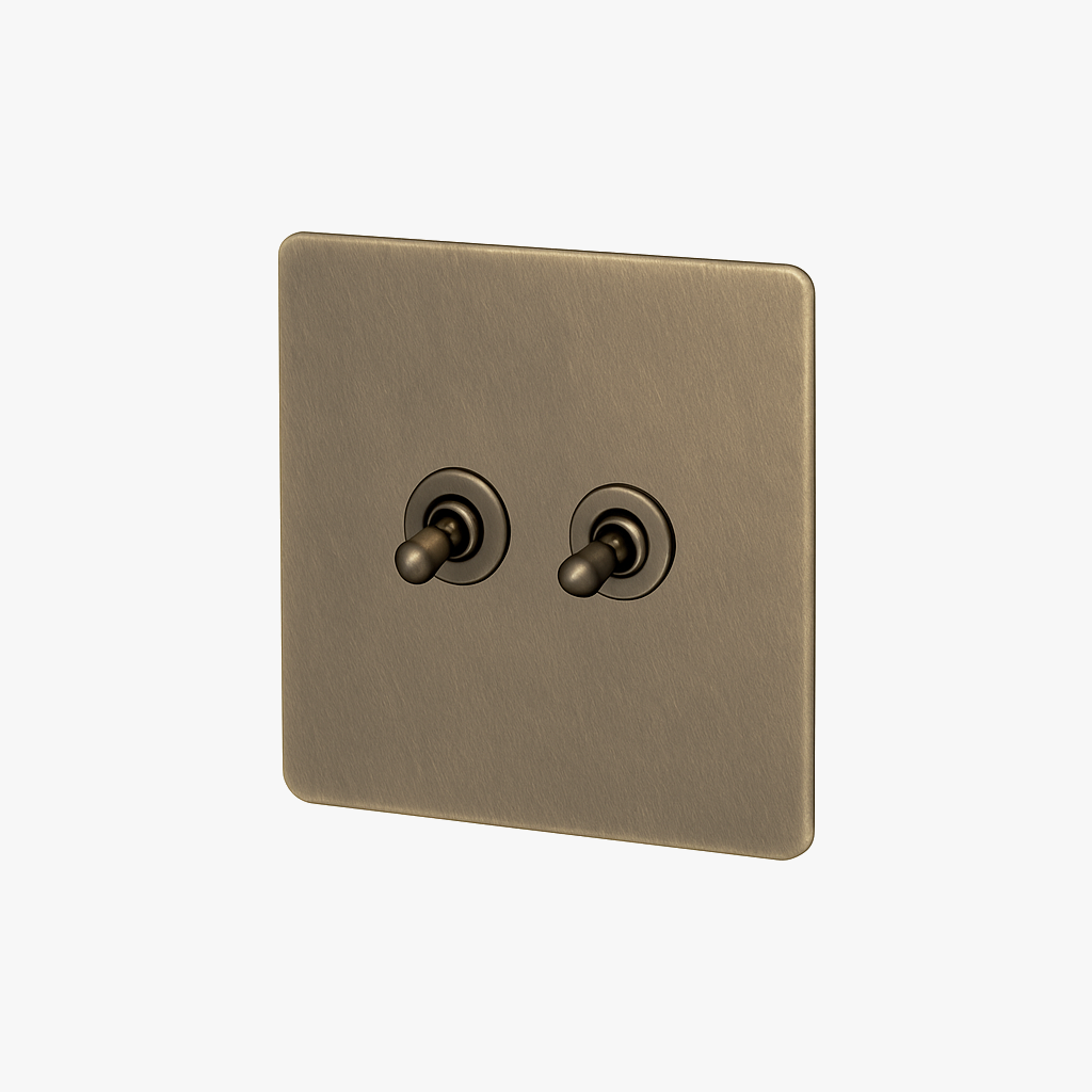 Interrupteur double 2 voies intermédiaire switch en acier bronze vieilli bords arrondis
