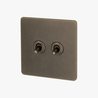 Interrupteur double 2 voies intermédiaire switch en acier gris vieilli bords arrondis
