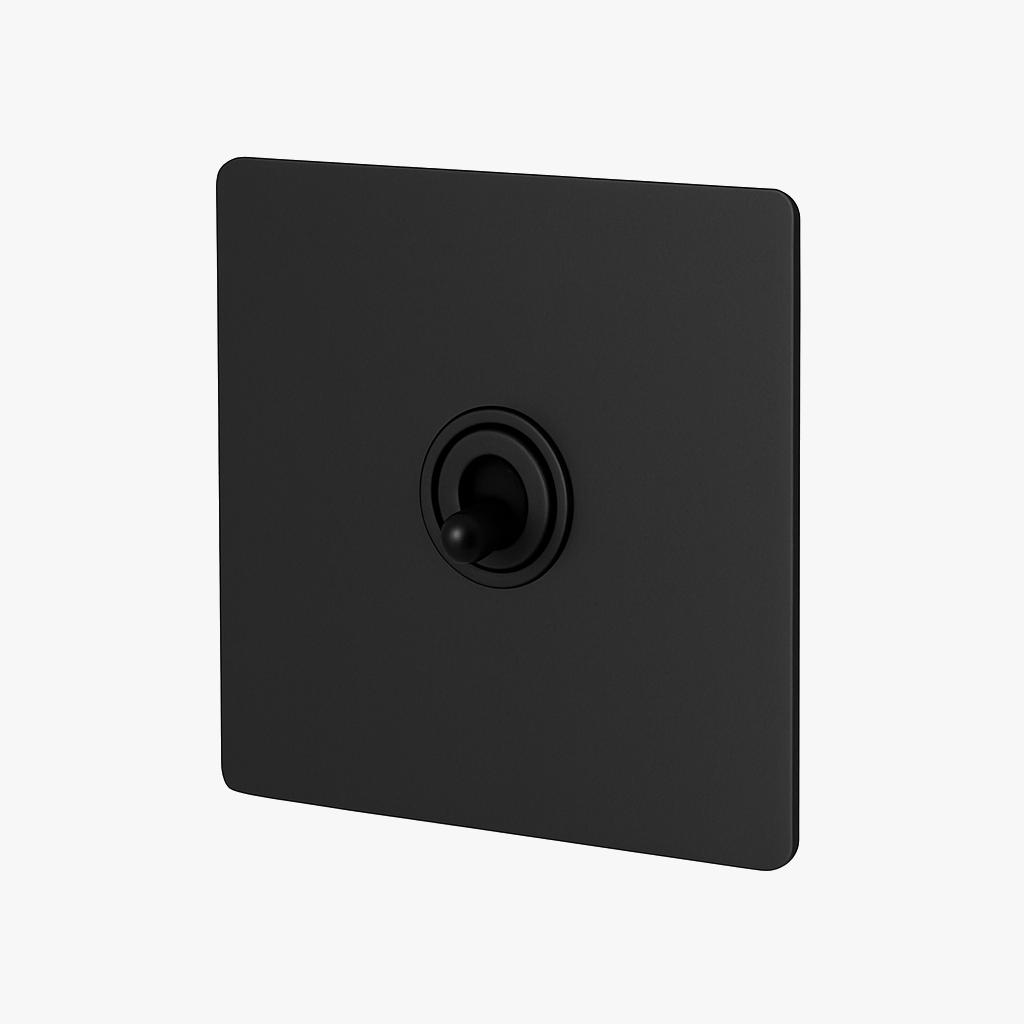 Interrupteur simple 1 voie intermédiaire switch en acier noir mat bords arrondis