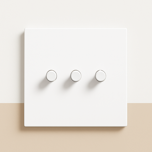 Interrupteur triple 3 voies en acier blanc mat