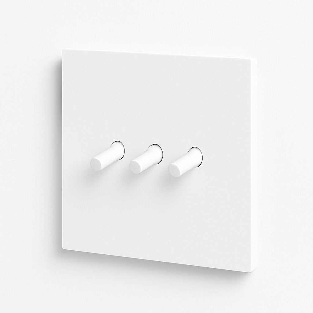 Interrupteur triple 3 voies en acier blanc mat