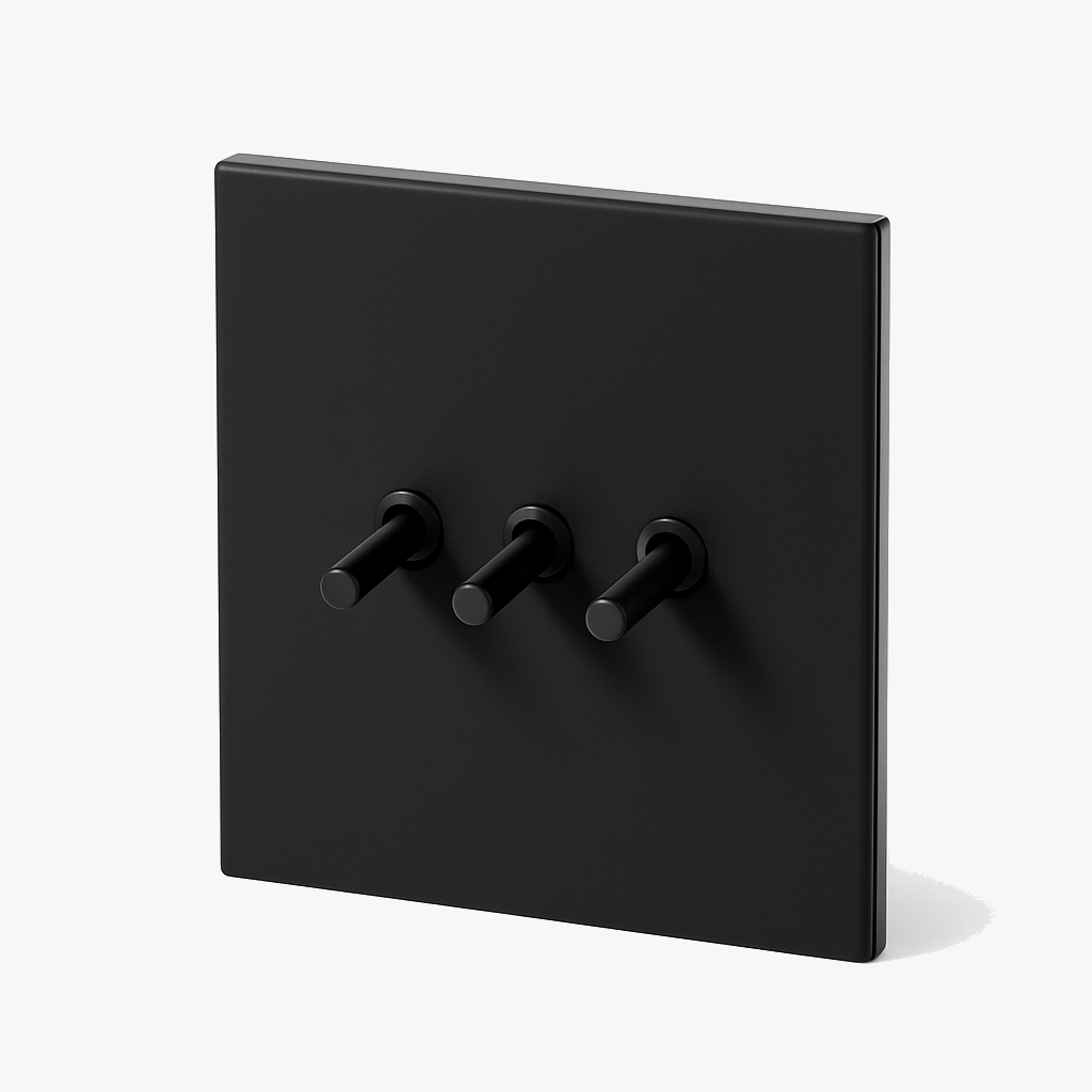 Interrupteur triple 3 voies en acier noir mat