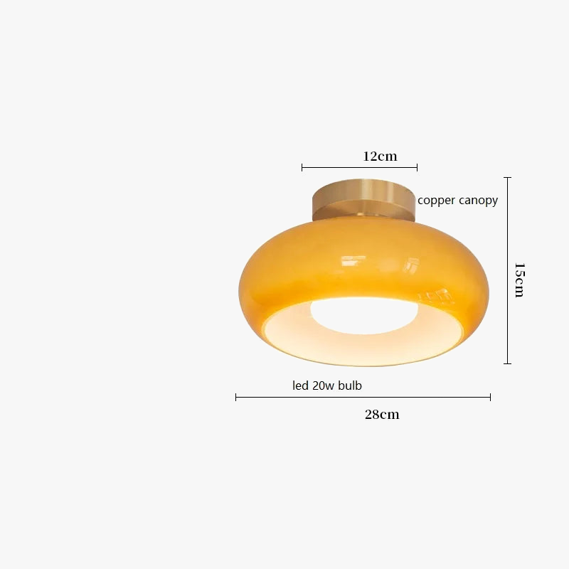 IWHD nordique plafond moderne à LEDs lampe maison éclairage intérieur chambre salon salle à manger cuivre jaune verre abat-jour lampara