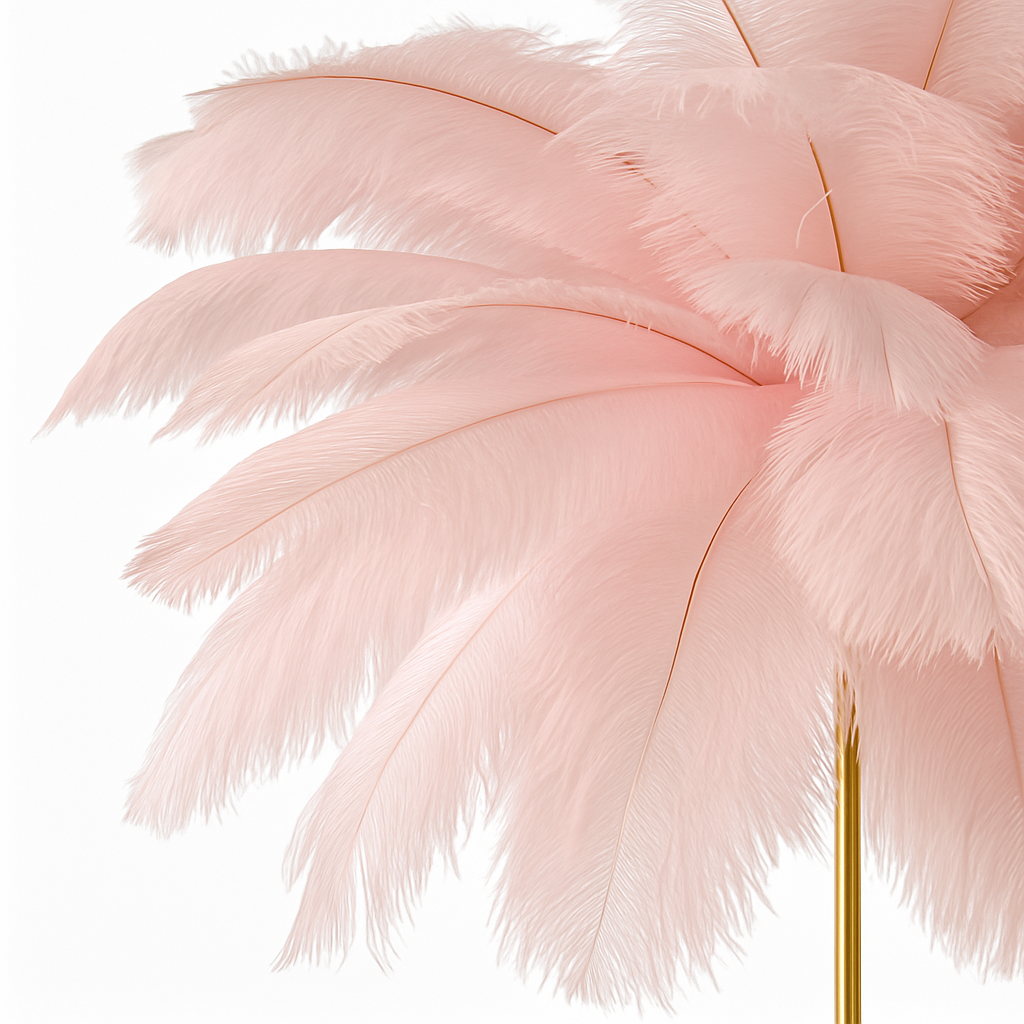 lampadaire décoratif nordique avec plumes d'autruche et éclairage led - vue 7 sur 15