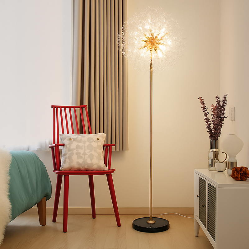 lampadaire de luxe scandinavia pissenlit chrome doré pour intérieur