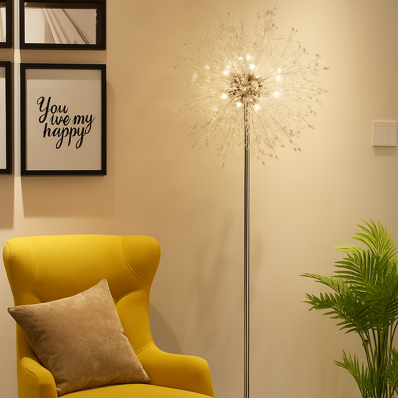 lampadaire de luxe scandinavia pissenlit chrome doré pour intérieur