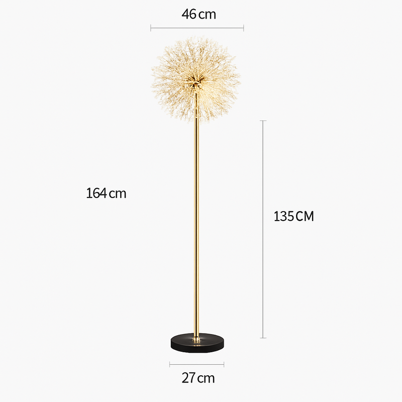 lampadaire de luxe scandinavia pissenlit chrome doré pour intérieur