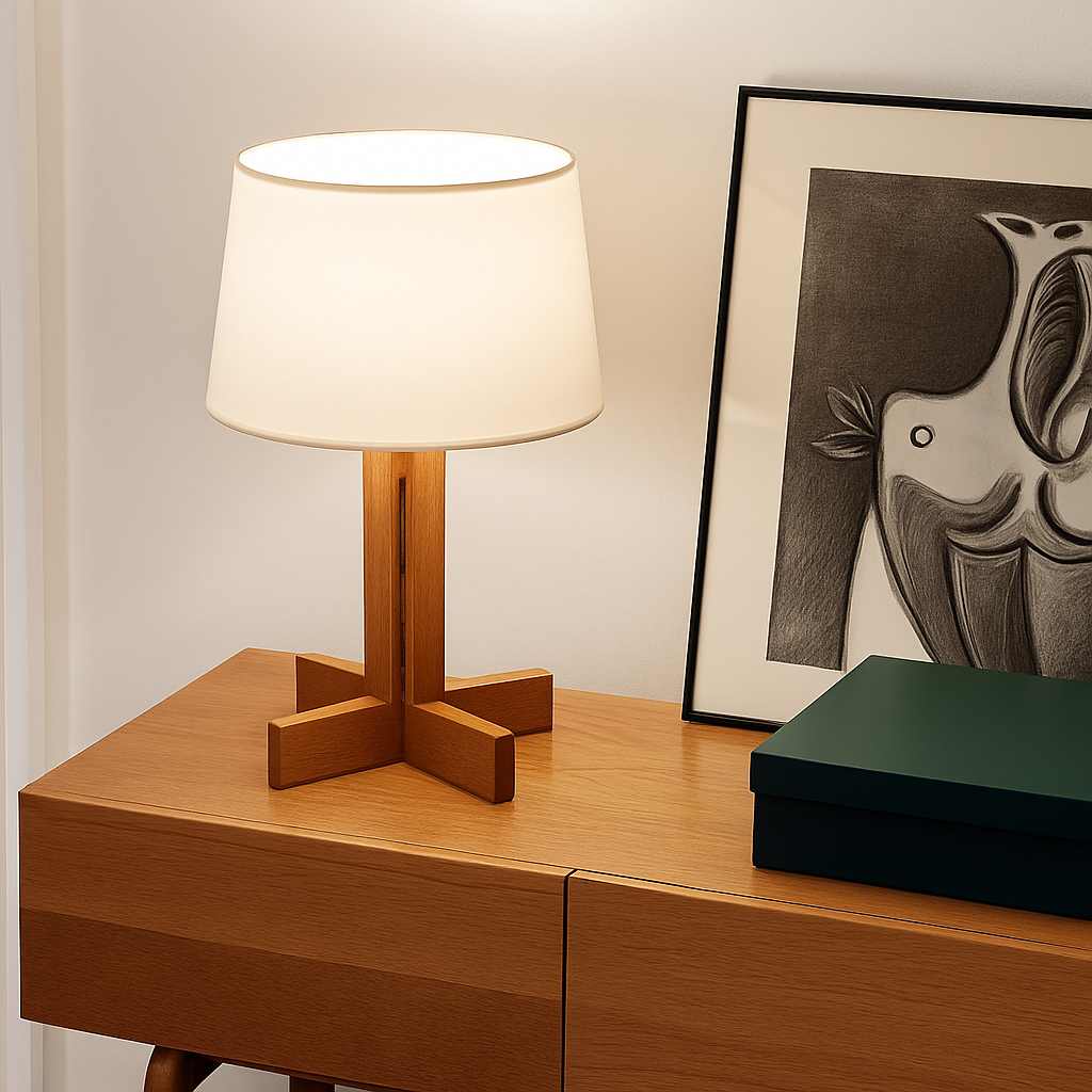 lampadaire en bois style wabi sabi pour décoration intérieure moderne - vue 4 sur 9
