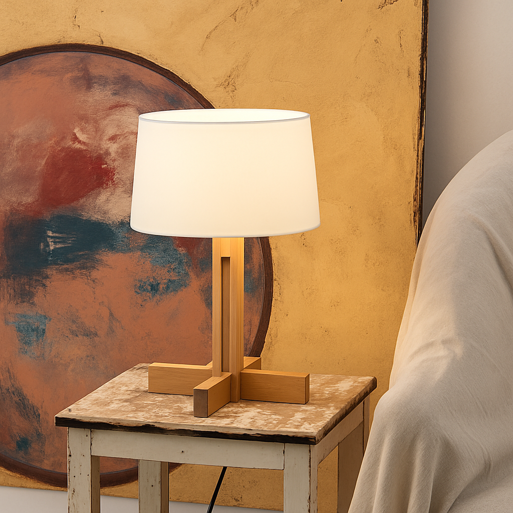 lampadaire en bois style wabi sabi pour décoration intérieure moderne - vue 6 sur 9