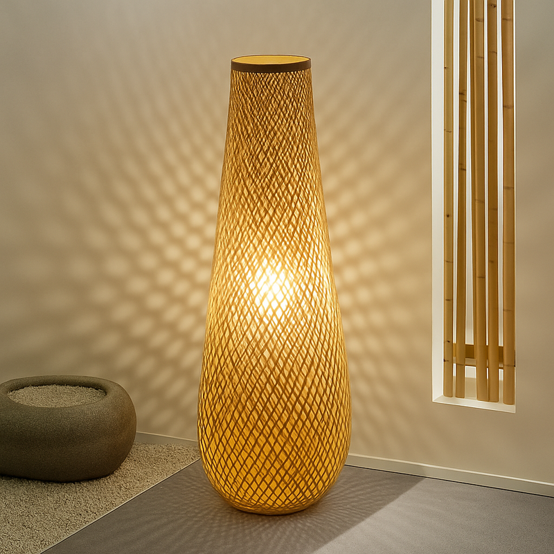 lampadaire japonais zen en bambou pour décoration intérieure