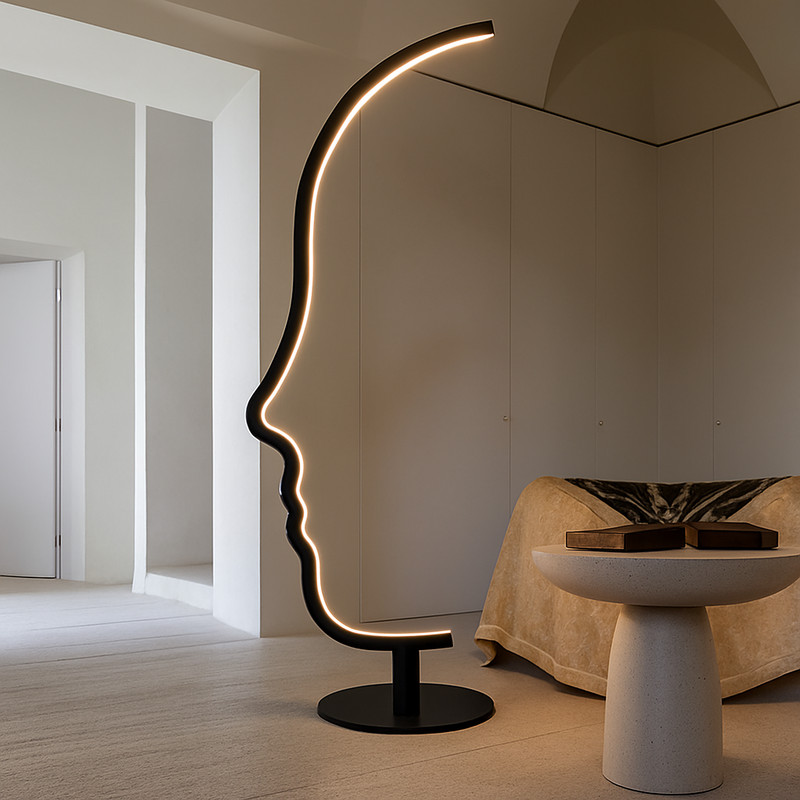 Lampadaire Led nordique à visage humain