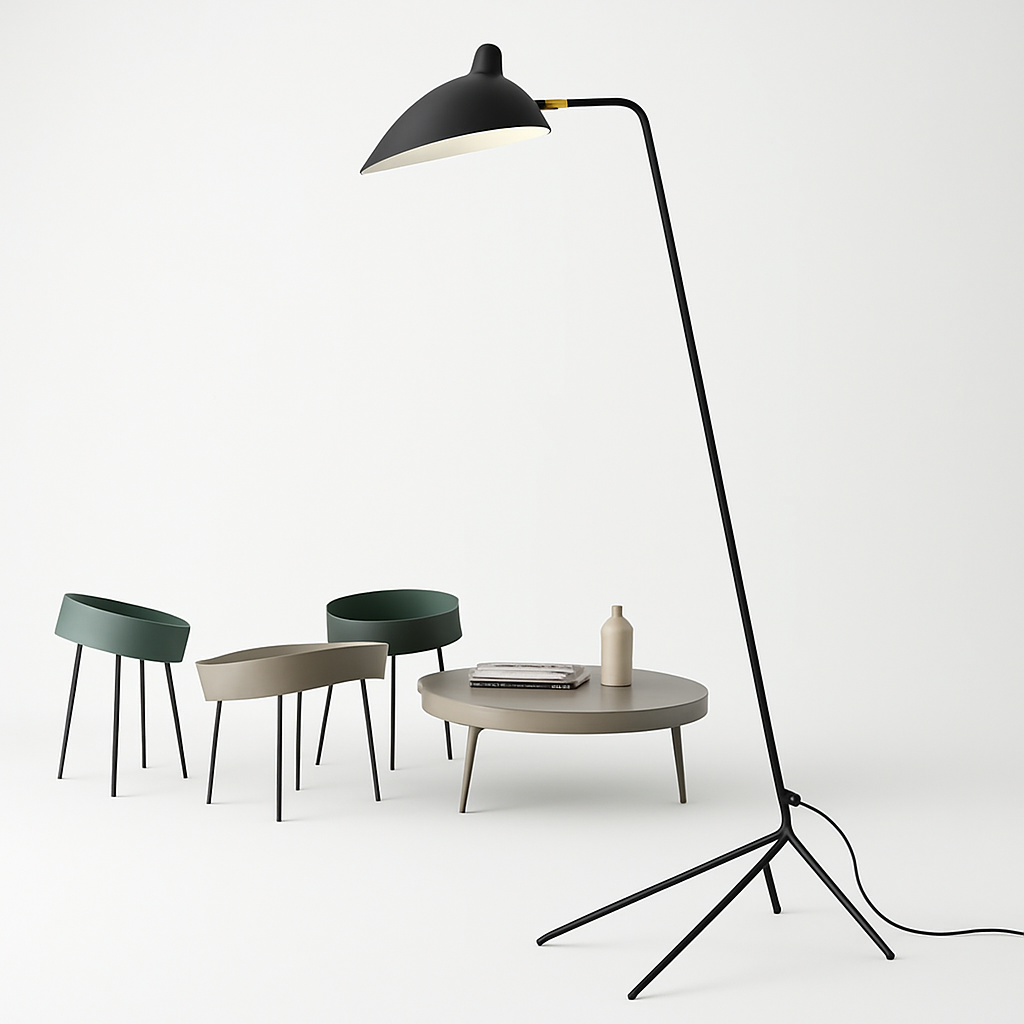 lampadaire minimaliste en métal avec abat-jour rotatif - vue 4 sur 7
