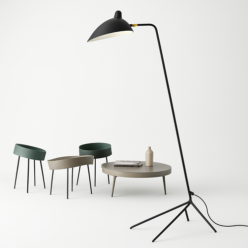 lampadaire minimaliste en métal avec abat-jour rotatif