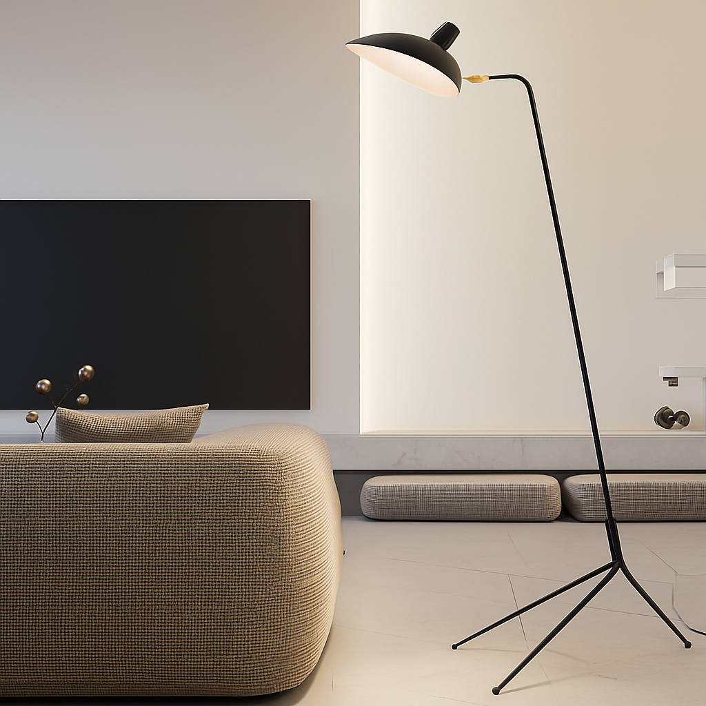 lampadaire minimaliste en métal avec abat-jour rotatif - vue 6 sur 7