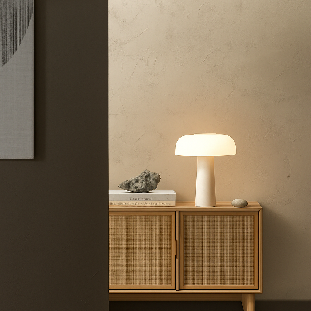 lampe de bureau design en marbre style champignon moderne - vue 4 sur 6