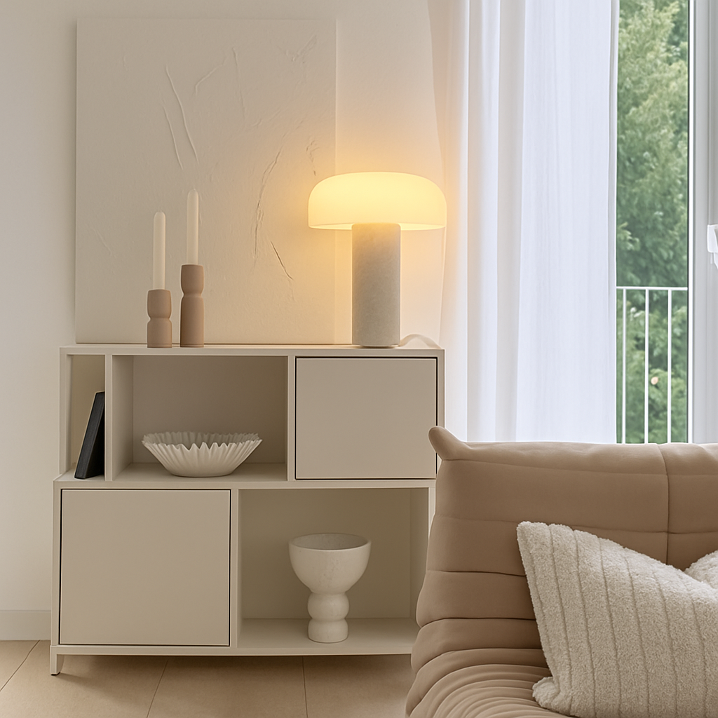 lampe de bureau design en marbre style champignon moderne - vue 5 sur 6
