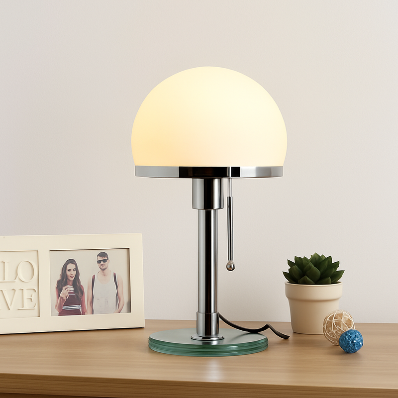 lampe de bureau design led en acier inoxydable wilhelm wagenfeld bauhaus