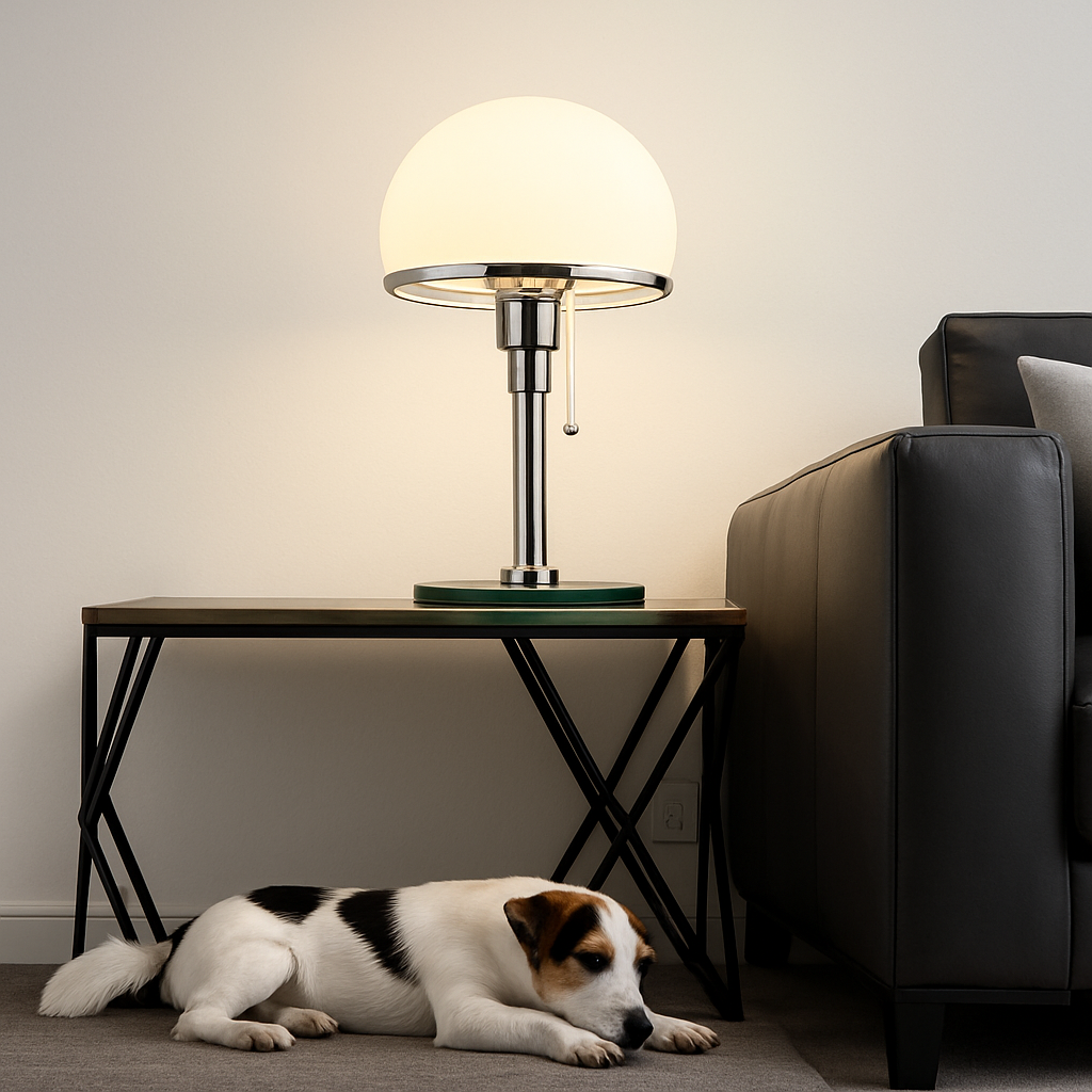 lampe de bureau led design nordique en verre et acier inoxydable - vue 6 sur 7