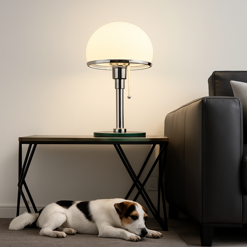 lampe de bureau led design nordique en verre et acier inoxydable