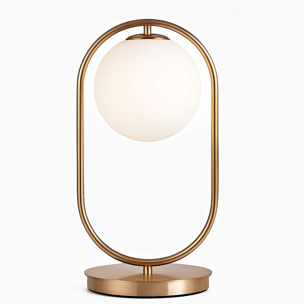 Lampe de chevet design en métal doré et boule en verre - vue 6 sur 9