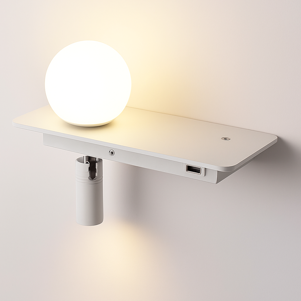 lampe de chevet moderne led avec interrupteur et usb - vue 6 sur 8