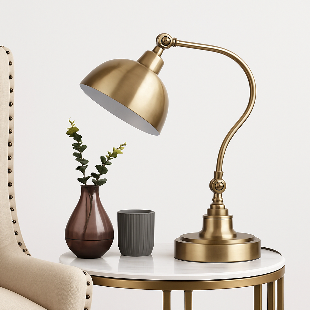 Lampe de chevet ou bureau à LED rustique doré Punk - vue 4 sur 7