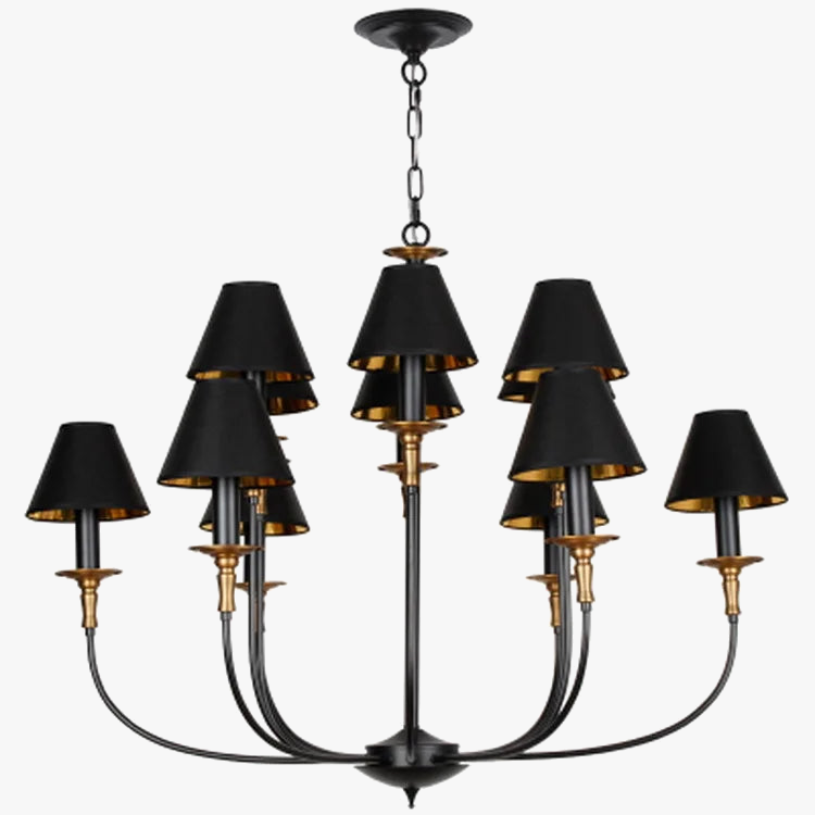 Lampe fer forgé noir rétro européen art suspension