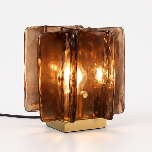 Lampe à poser design LED avec plaque en verre Creative