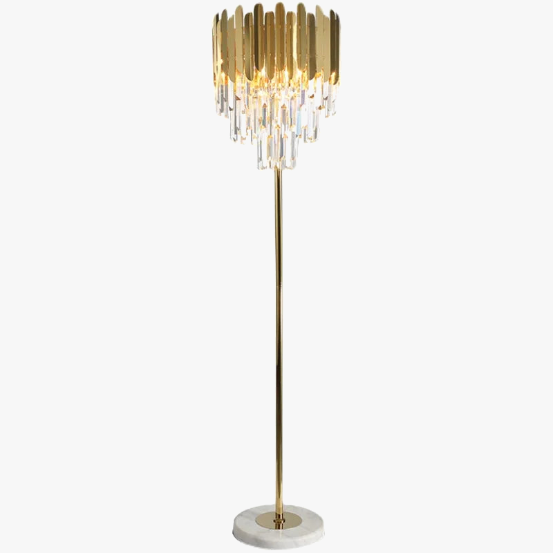 lampe à poser post-moderne art déco en acier inoxydable et cristal