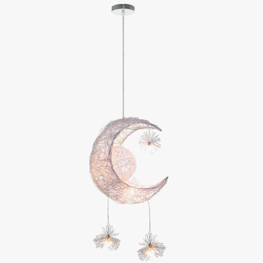 lampe suspendue créative en forme d'étoile et de lune led