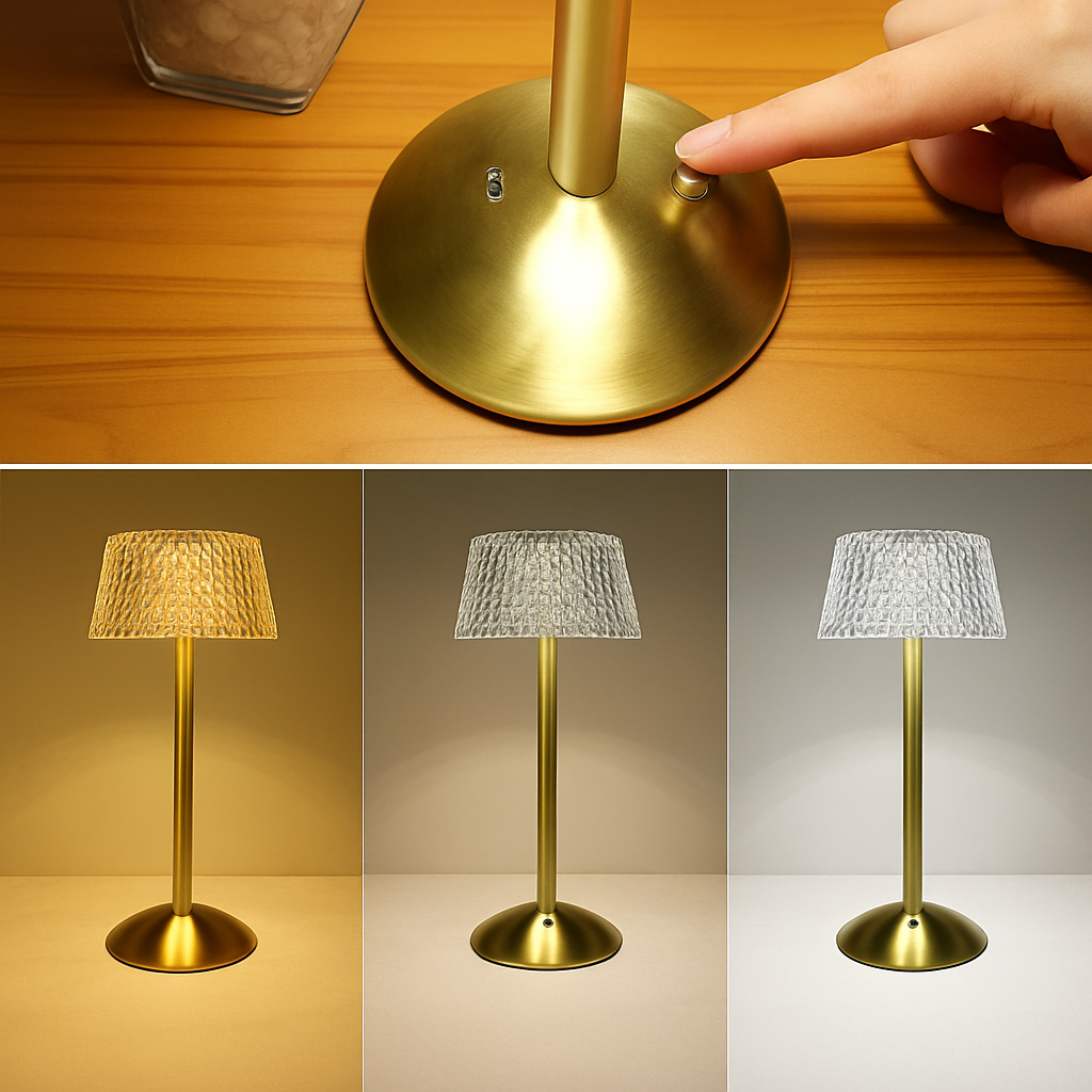 Lampes de table en cristal diamant rétro barre de LED lampe de bureau USB rechargeable protection des yeux veilleuse pour chambre hôtel bureau mariage - vue 5 sur 6