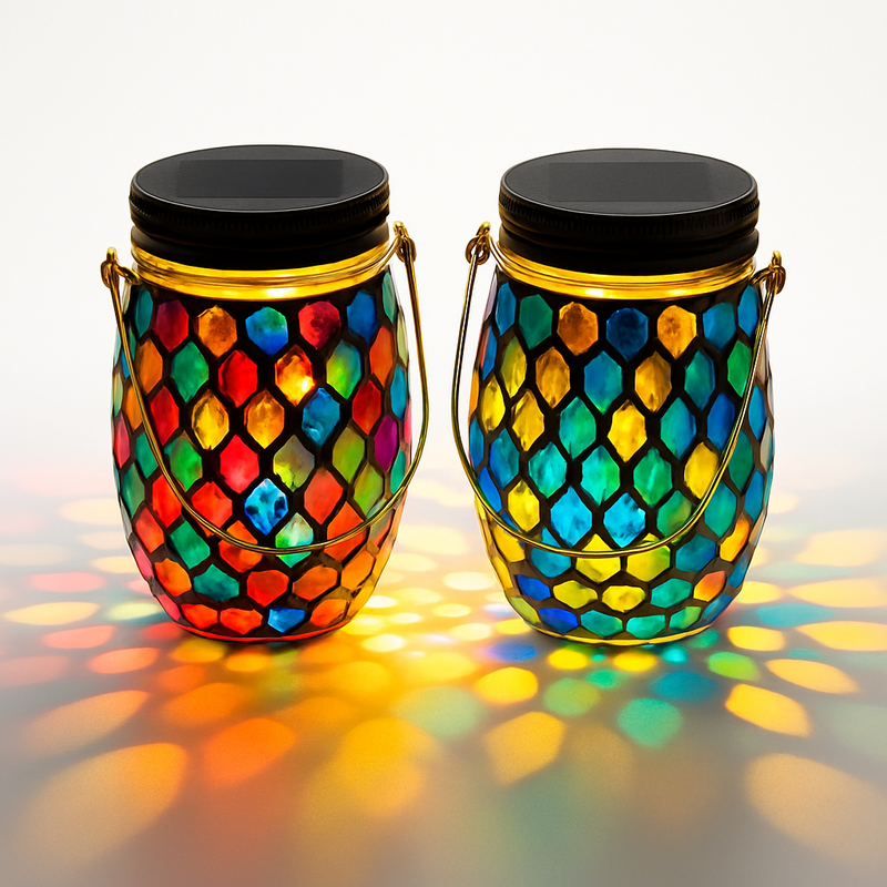 lanterne solaire suspendue en verre pour jardin et terrasse