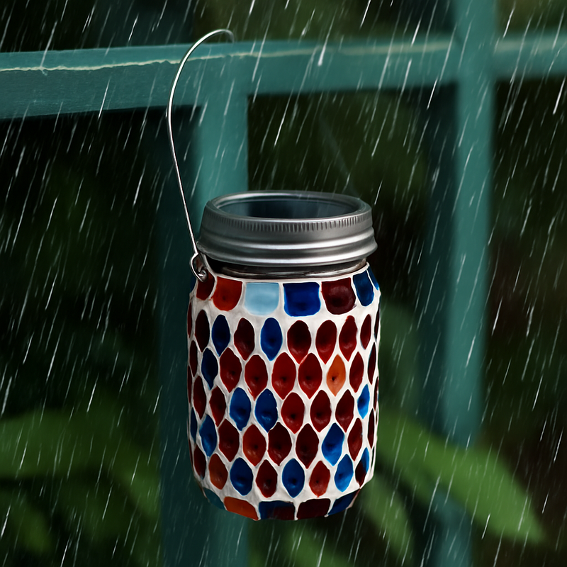 lanterne solaire suspendue en verre pour jardin et terrasse