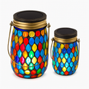 lanterne solaire suspendue en verre pour jardin et terrasse