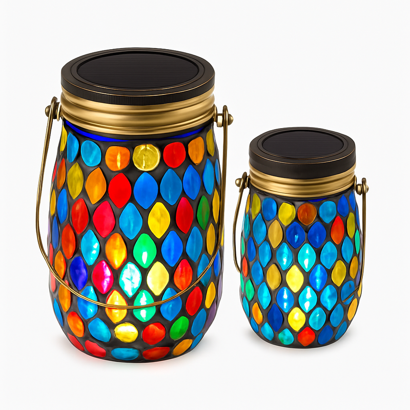 lanterne solaire suspendue en verre pour jardin et terrasse