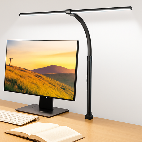 LAOPAO Lampe de bureau LED à double tête Lampes de bureau d'architecte EU/US Bureau 24W 5 modes de couleur les plus lumineux et 5 lampes de protection des yeux à intensité variable