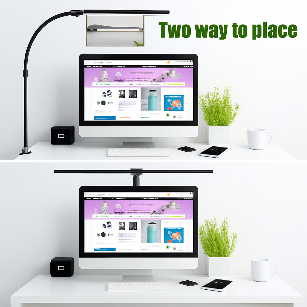 LAOPAO Lampe de bureau LED à double tête Lampes de bureau d'architecte EU/US Bureau 24W 5 modes de couleur les plus lumineux et 5 lampes de protection des yeux à intensité variable - vue 4 sur 10