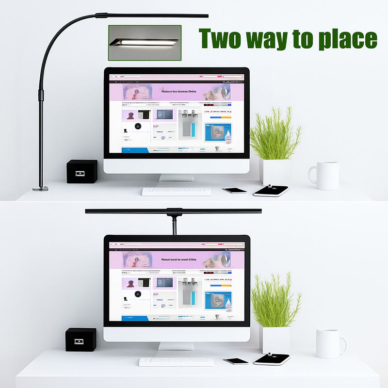 LAOPAO Lampe de bureau LED à double tête Lampes de bureau d'architecte EU/US Bureau 24W 5 modes de couleur les plus lumineux et 5 lampes de protection des yeux à intensité variable