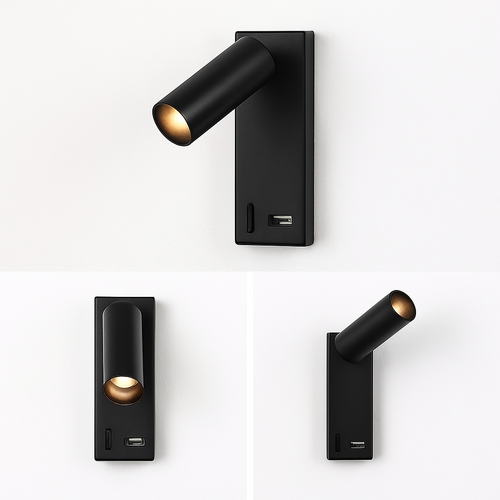 Led 3W applique avec interrupteur noir et blanc Bronze créatif avec USB applique avec pour chambre chevet