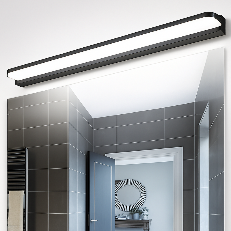 Led miroir lumière moderne salle de bain lampe appliques 42/62/72/120cm acier inoxydable AC85-265V noir blanc appliques LED apliques