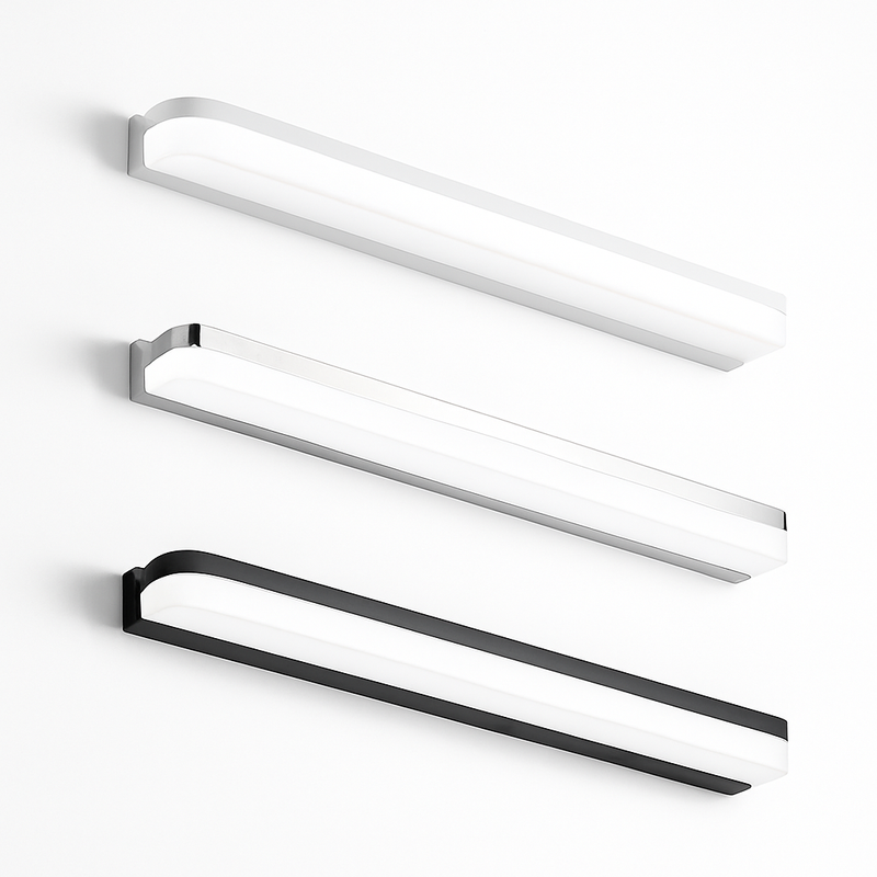Led miroir lumière moderne salle de bain lampe appliques 42/62/72/120cm acier inoxydable AC85-265V noir blanc appliques LED apliques