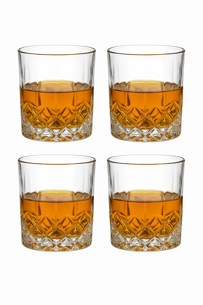 Lot 4 verres whisky style cristal motifs facettes