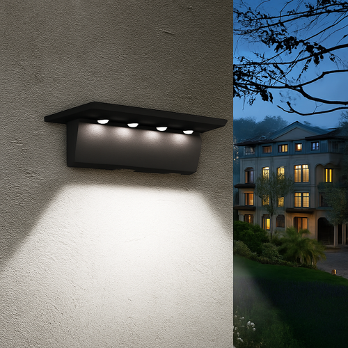 lot de 2 appliques solaires extérieures 5 led étanches intelligentes