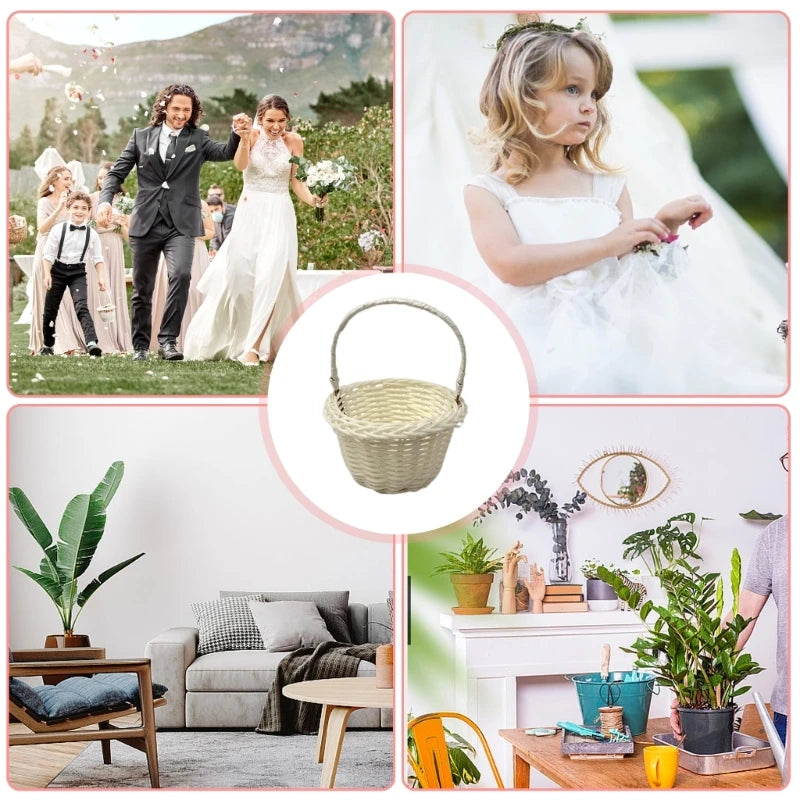 lot de 4 paniers en rotin pour décorations florales élégantes
