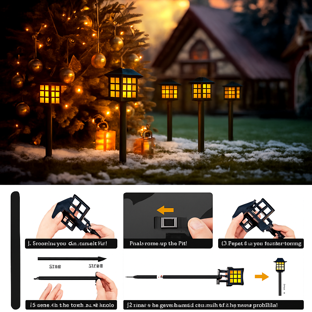 lot de lampes torches solaires décoratives pour jardin extérieur - vue 7 sur 8