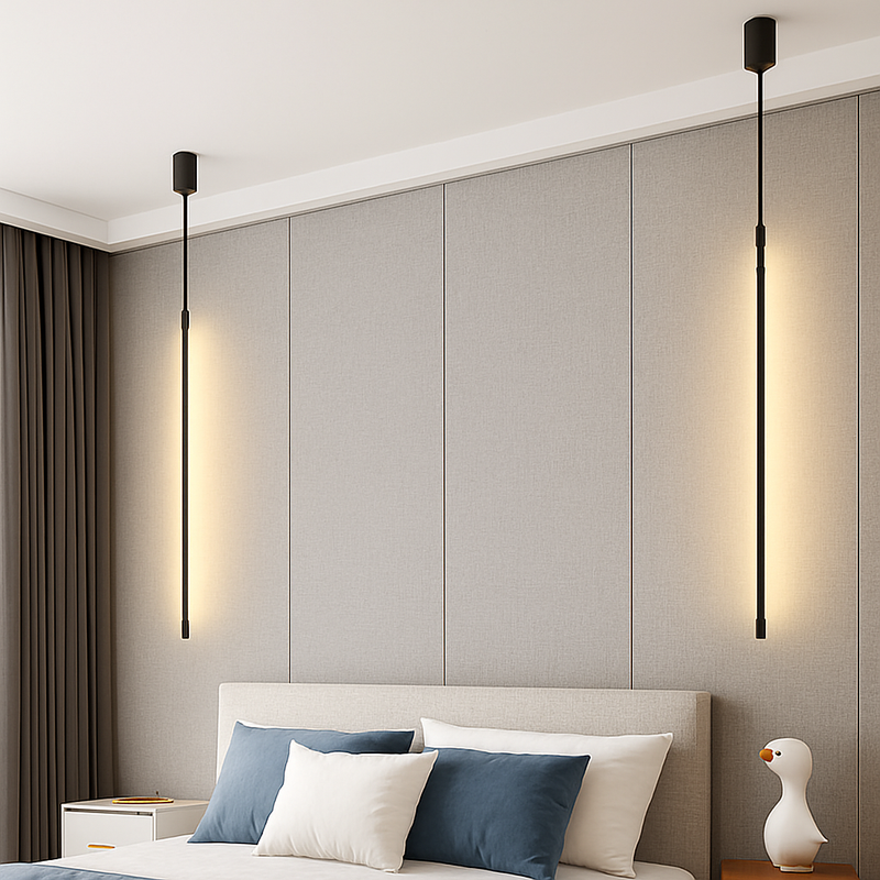 Luminaires suspendus LED modernes pour chambre à coucher chevet lecture lampe suspendue salon Bar café décor noir lustre plus long
