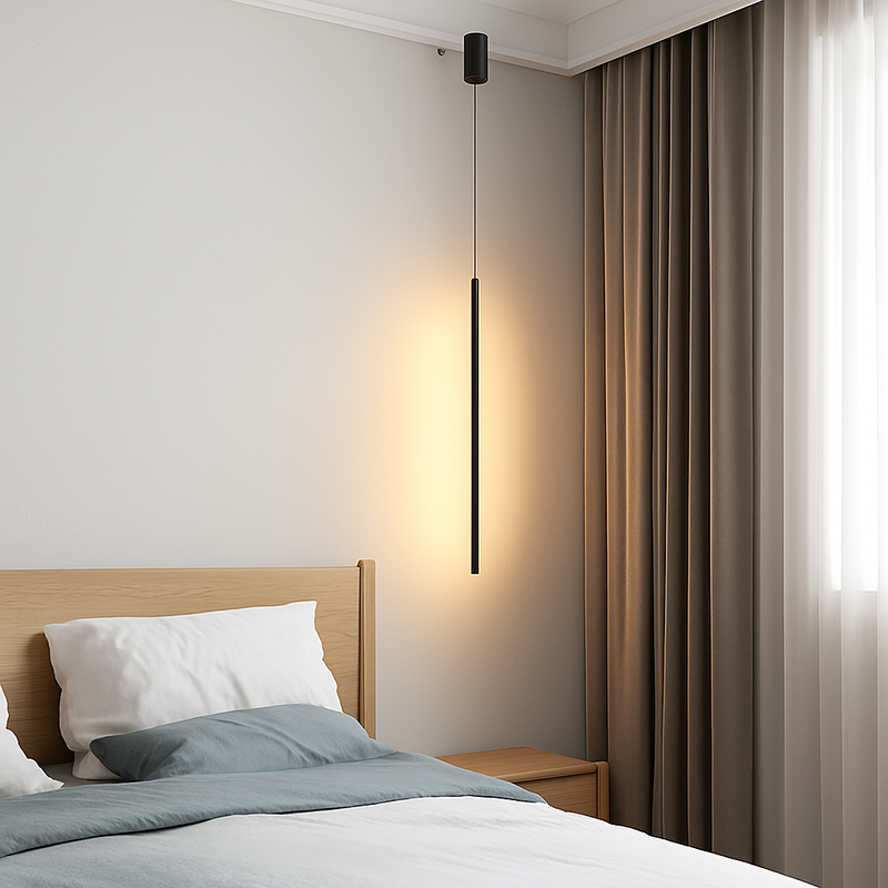 Luminaires suspendus LED modernes pour chambre à coucher chevet lecture lampe suspendue salon Bar café décor noir lustre plus long